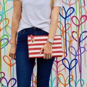 **BRAND NEW** Red stripe zipper Envelope Bag